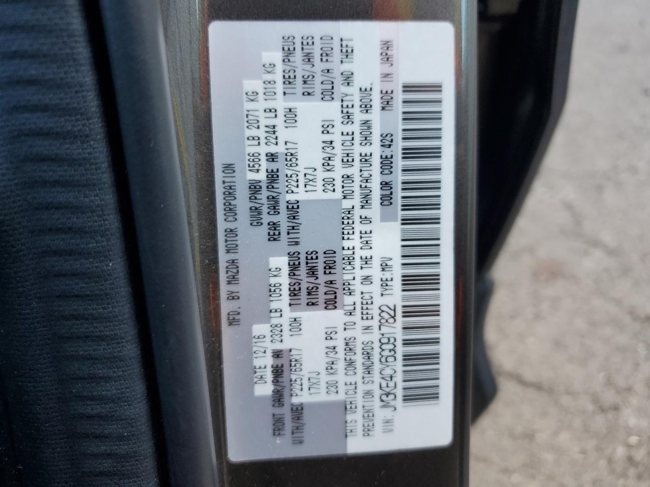 JM3KE4CY6G0917822 2016 Mazda Cx-5 Touring