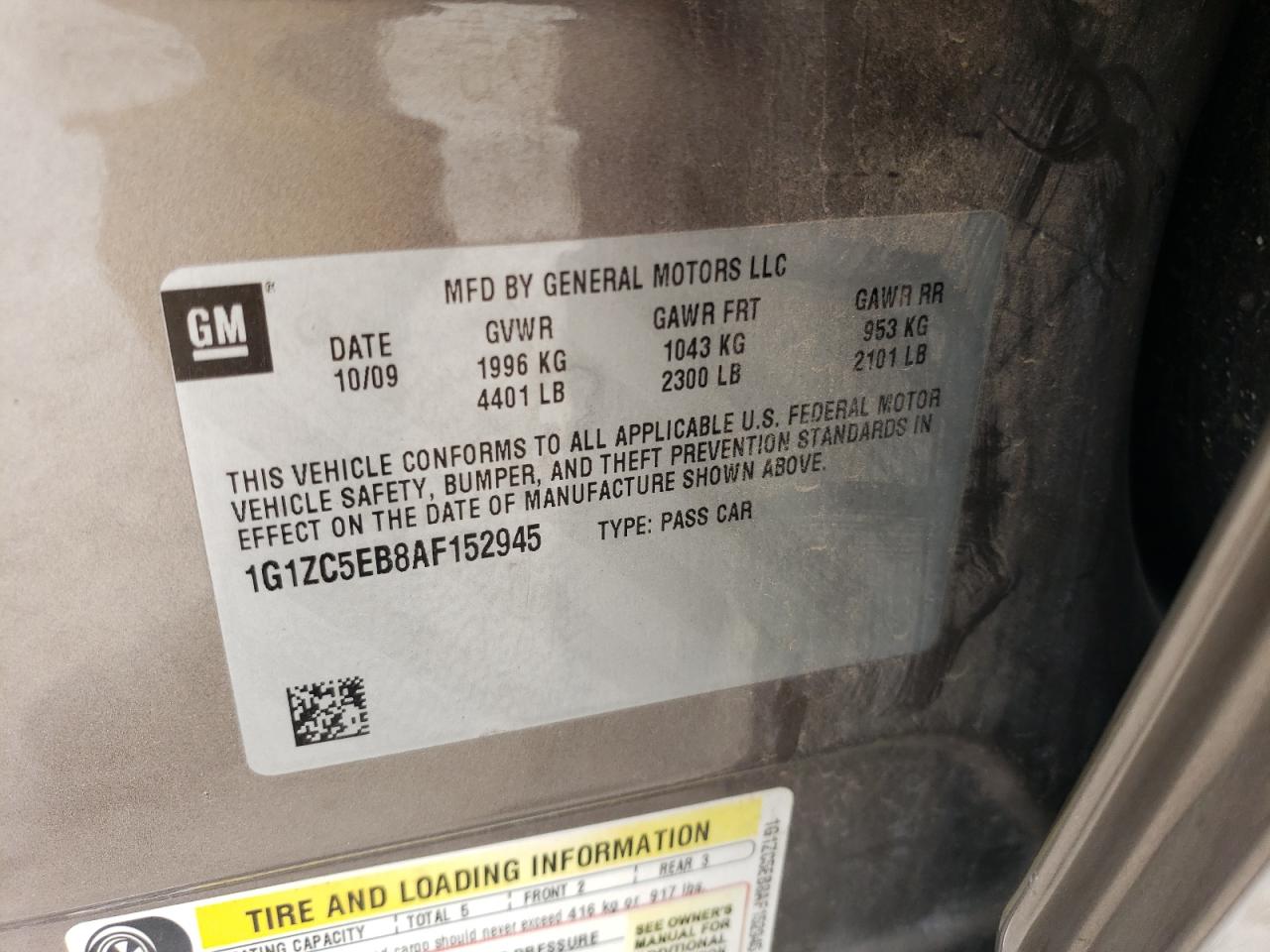 1G1ZC5EB8AF152945 2010 Chevrolet Malibu 1Lt