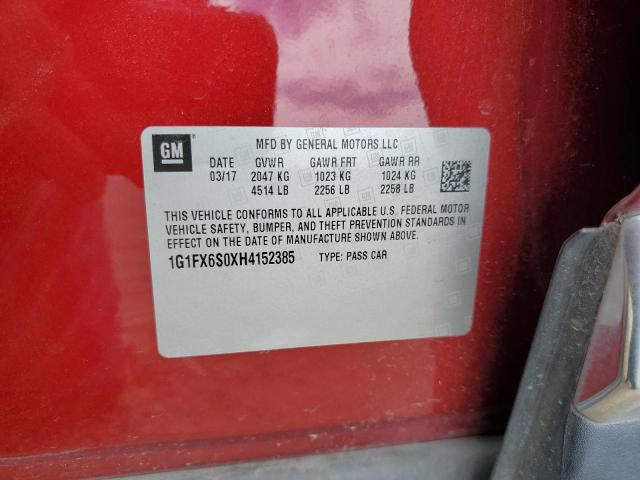 2017 Chevrolet Bolt Ev Premier VIN: 1G1FX6S0XH4152385 Lot: 60427544