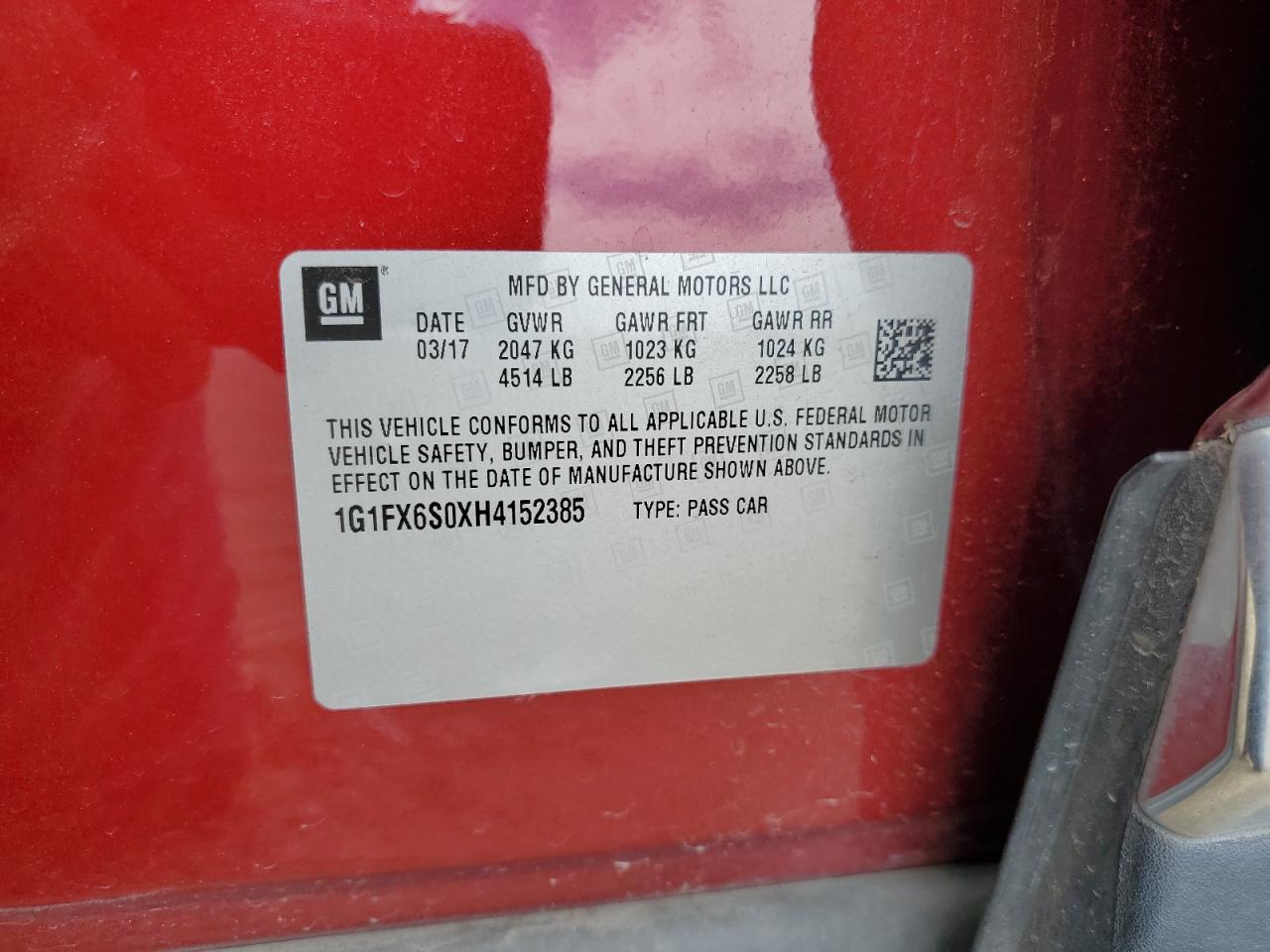 1G1FX6S0XH4152385 2017 Chevrolet Bolt Ev Premier