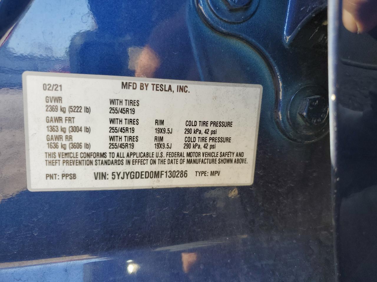 5YJYGDED0MF130286 2021 Tesla Model Y