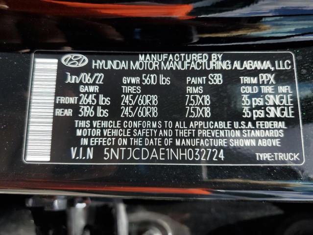 2022 Hyundai Santa Cruz Sel VIN: 5NTJCDAE1NH032724 Lot: 59227324