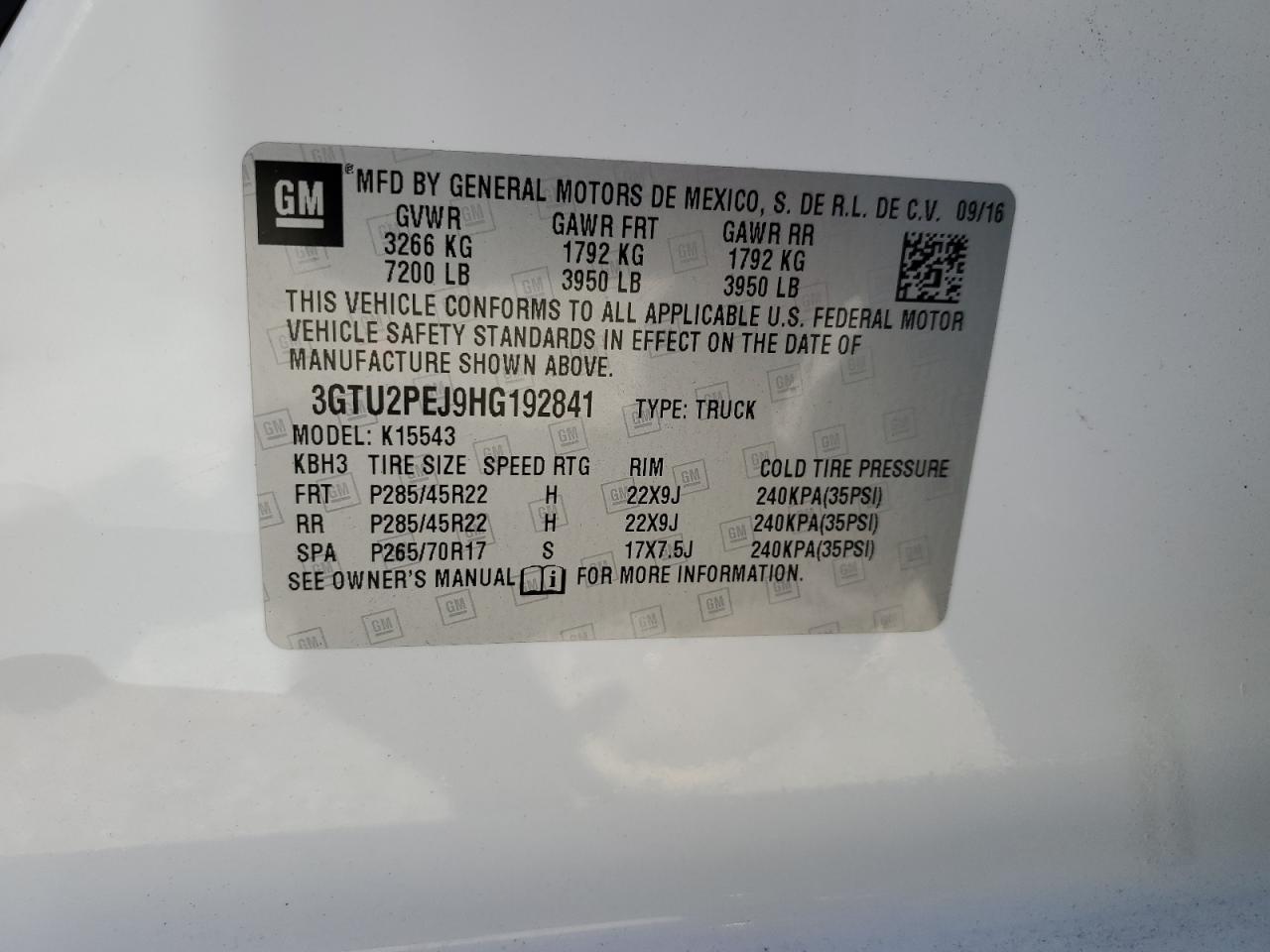 3GTU2PEJ9HG192841 2017 GMC Sierra K1500 Denali