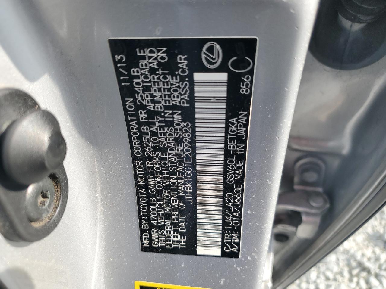 JTHBK1GG1E2099823 2014 Lexus Es 350