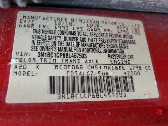 2011 Nissan Versa S VIN: 3N1BC1CP8BL457503 Lot: 58497074