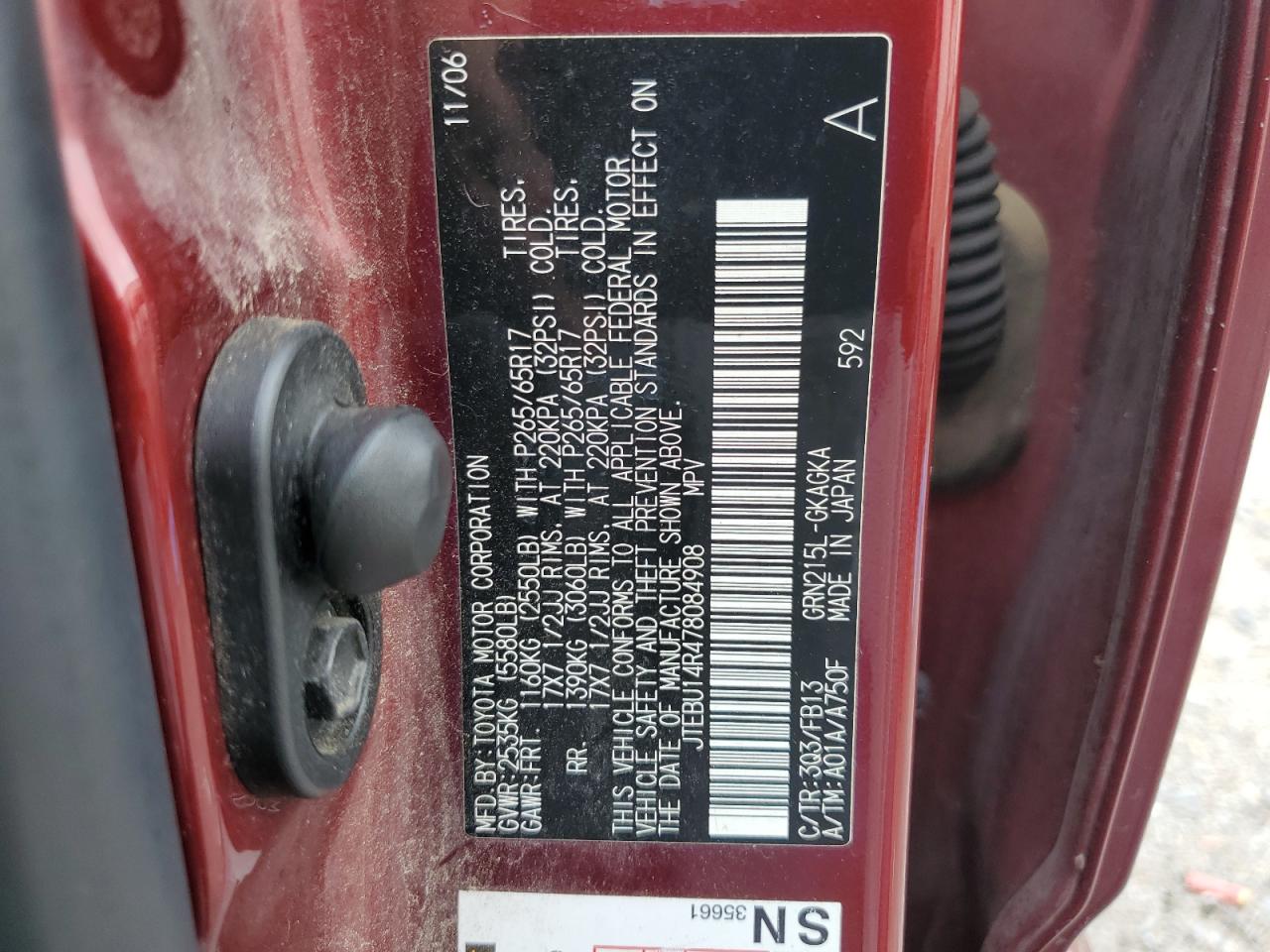 JTEBU14R478084908 2007 Toyota 4Runner Sr5