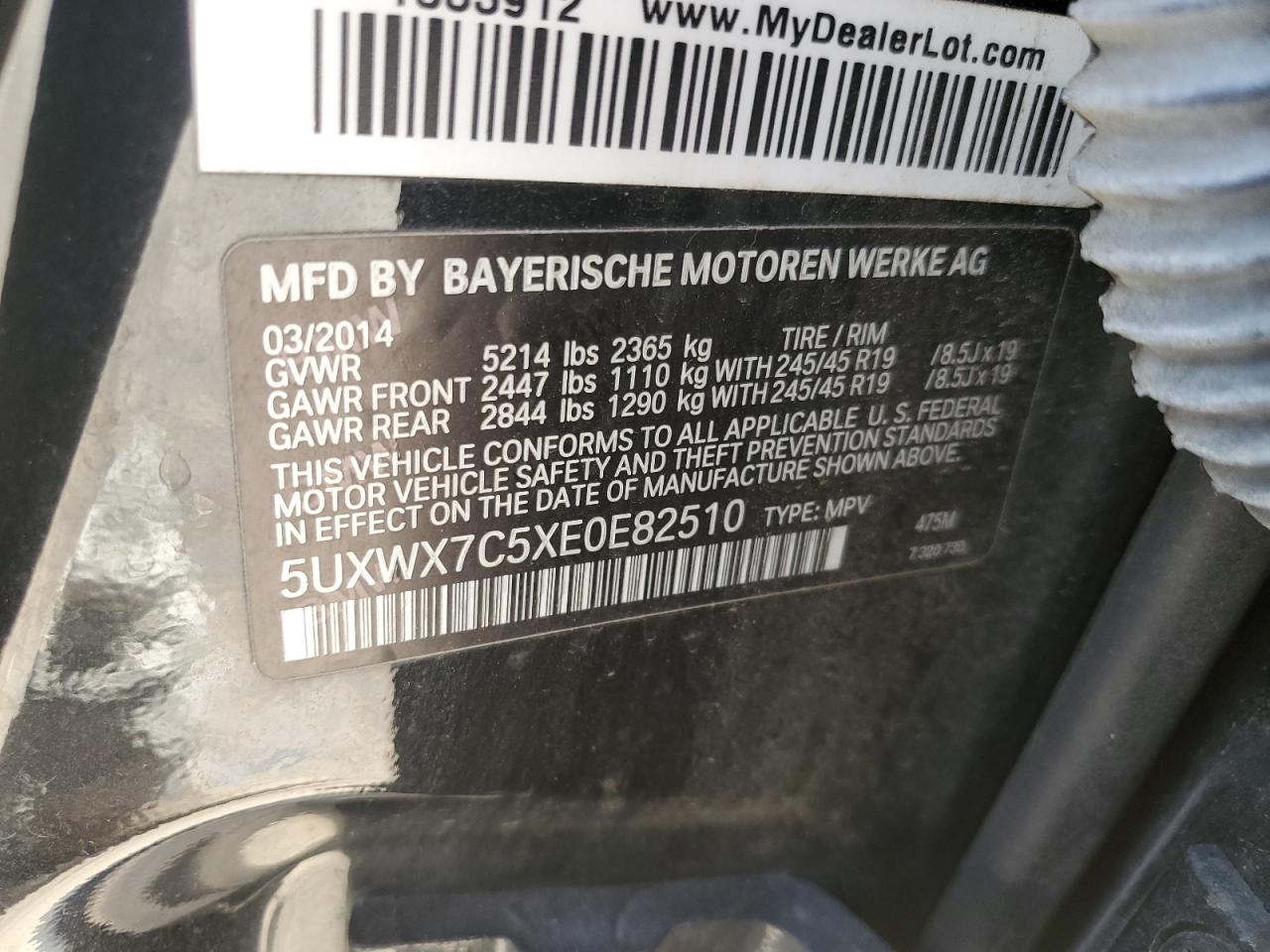 5UXWX7C5XE0E82510 2014 BMW X3 xDrive35I