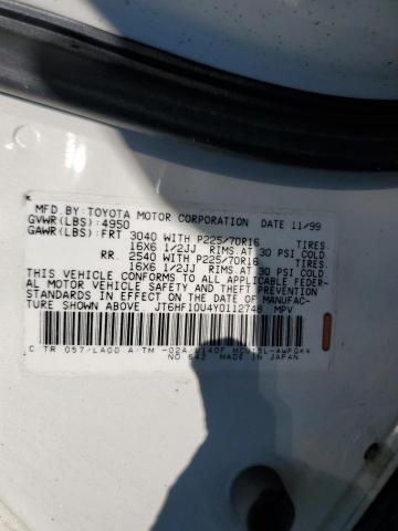 2000 Lexus Rx 300 VIN: JT6HF10U4Y0112748 Lot: 60140464