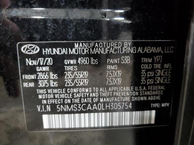 2020 Hyundai Santa Fe Sel VIN: 5NMS3CAA0LH305754 Lot: 60420584