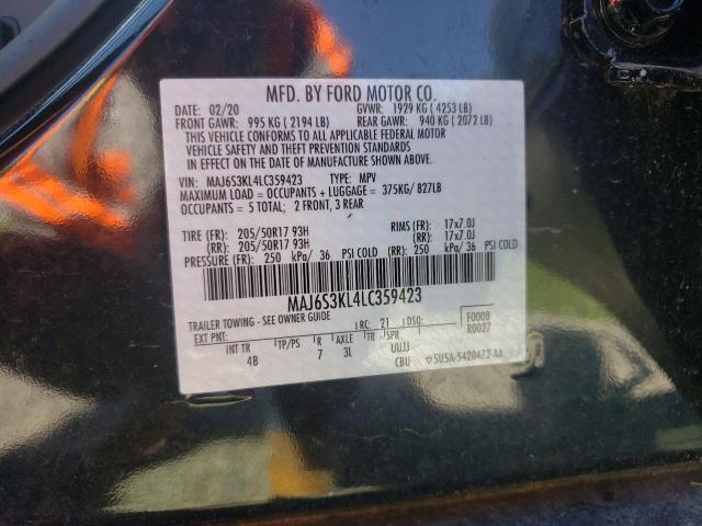 2020 Ford Ecosport Titanium VIN: MAJ6S3KL4LC359423 Lot: 58111574