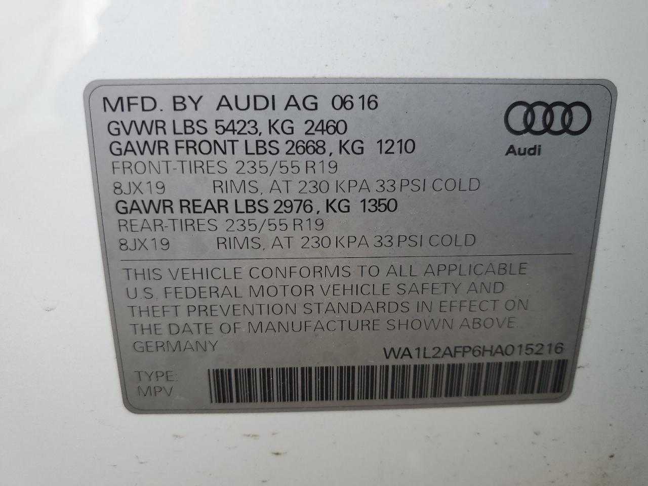 WA1L2AFP6HA015216 2017 Audi Q5 Premium Plus