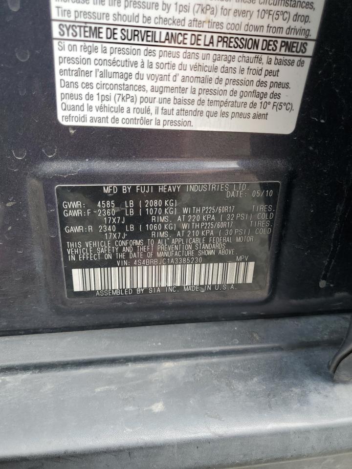 4S4BRBJC1A3385230 2010 Subaru Outback 2.5I Limited