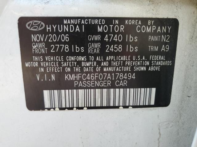 2007 Hyundai Azera Se VIN: KMHFC46F07A178494 Lot: 59218224