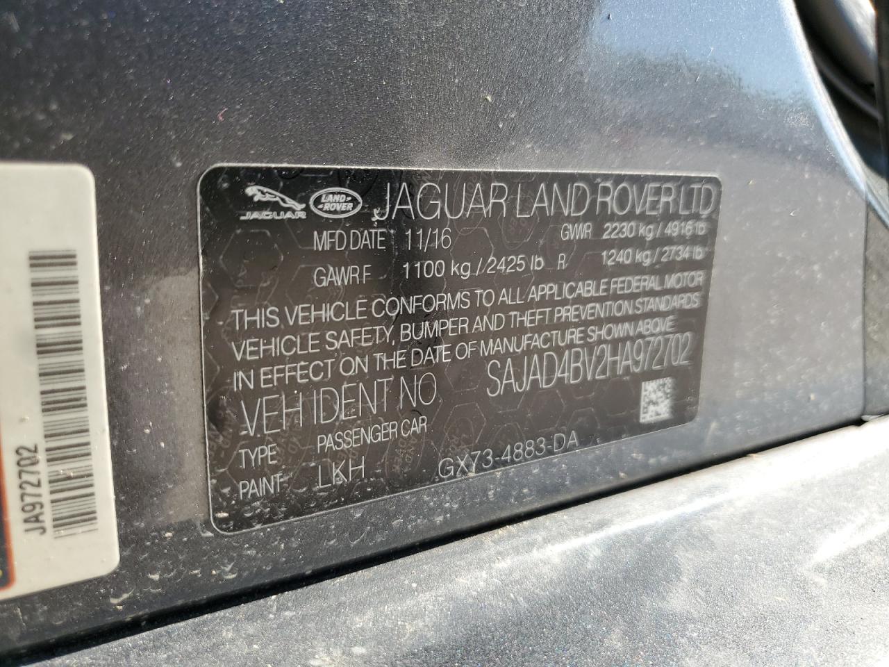 SAJAD4BV2HA972702 2017 Jaguar Xe Premium