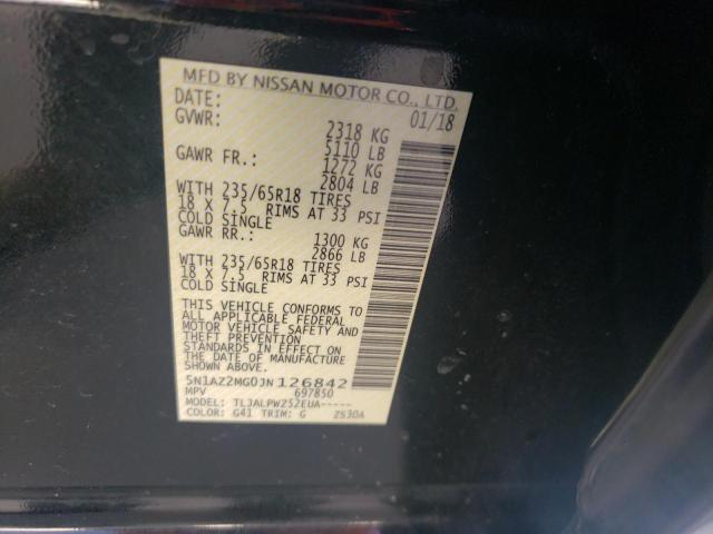 2018 Nissan Murano S VIN: 5N1AZ2MG0JN126842 Lot: 57973124