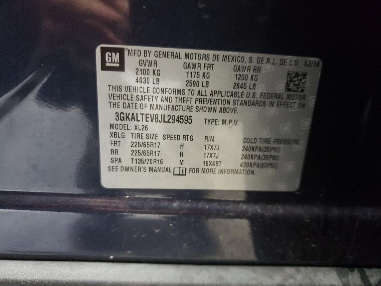 3GKALTEV8JL294595 2018 GMC Terrain Sle