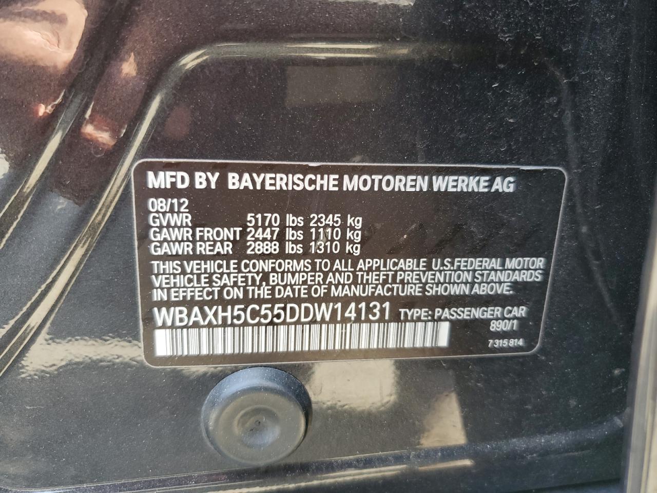 WBAXH5C55DDW14131 2013 BMW 528 Xi