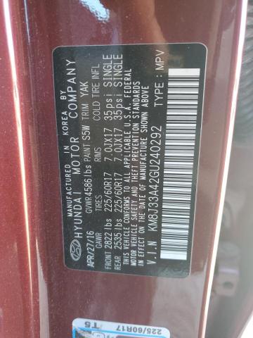 2016 Hyundai Tucson Limited VIN: KM8J33A42GU240292 Lot: 59037764