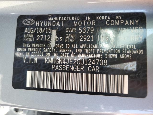 2016 Hyundai Genesis 3.8L VIN: KMHGN4JE2GU124738 Lot: 59801524