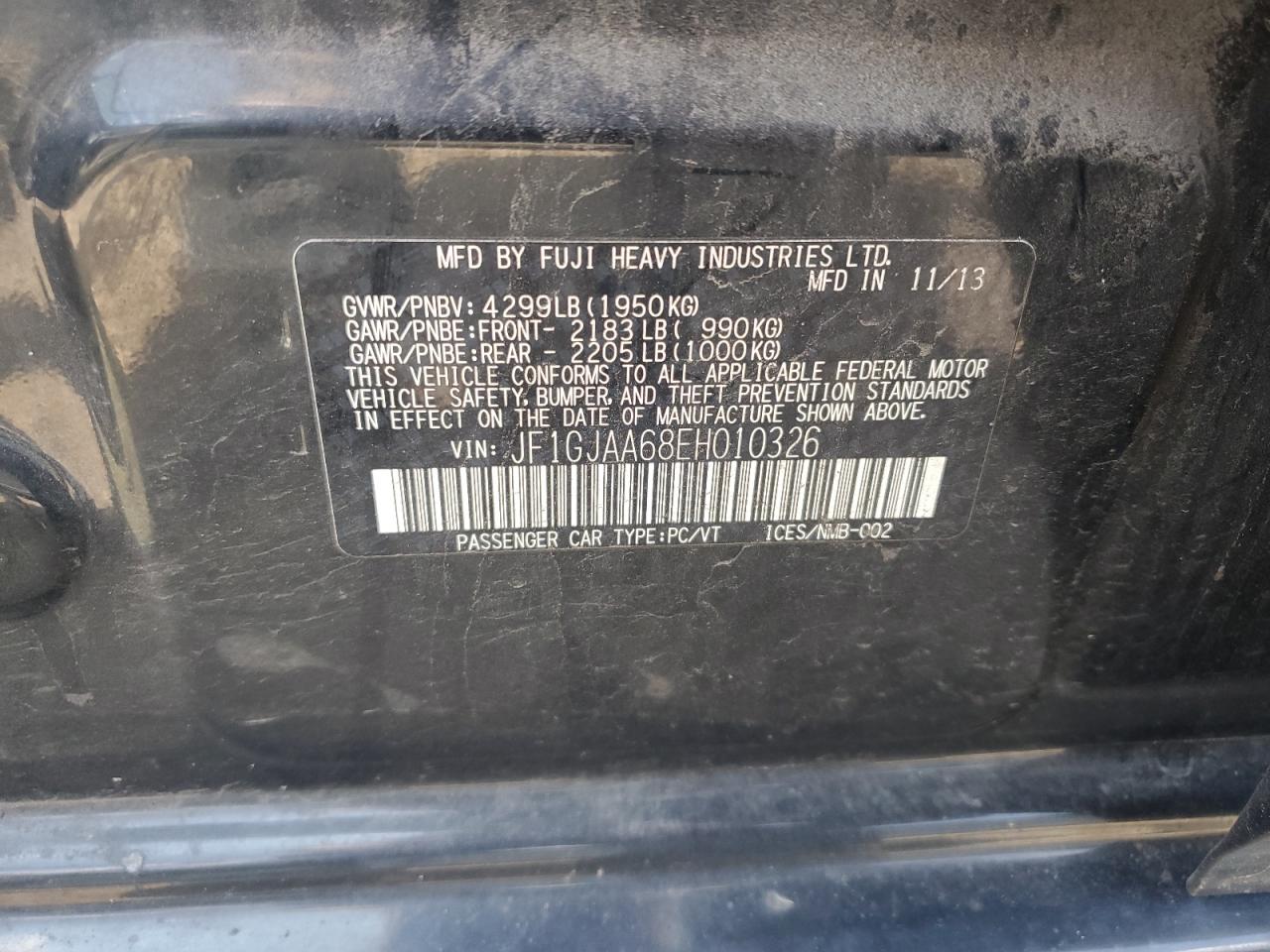 JF1GJAA68EH010326 2014 Subaru Impreza