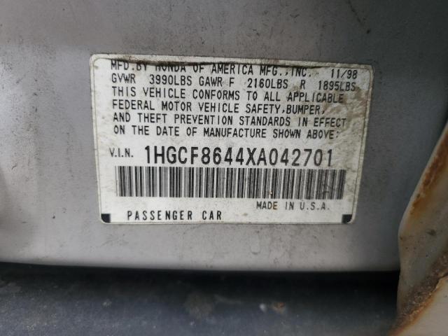 1999 Honda Accord Dx VIN: 1HGCF8644XA042701 Lot: 58964724