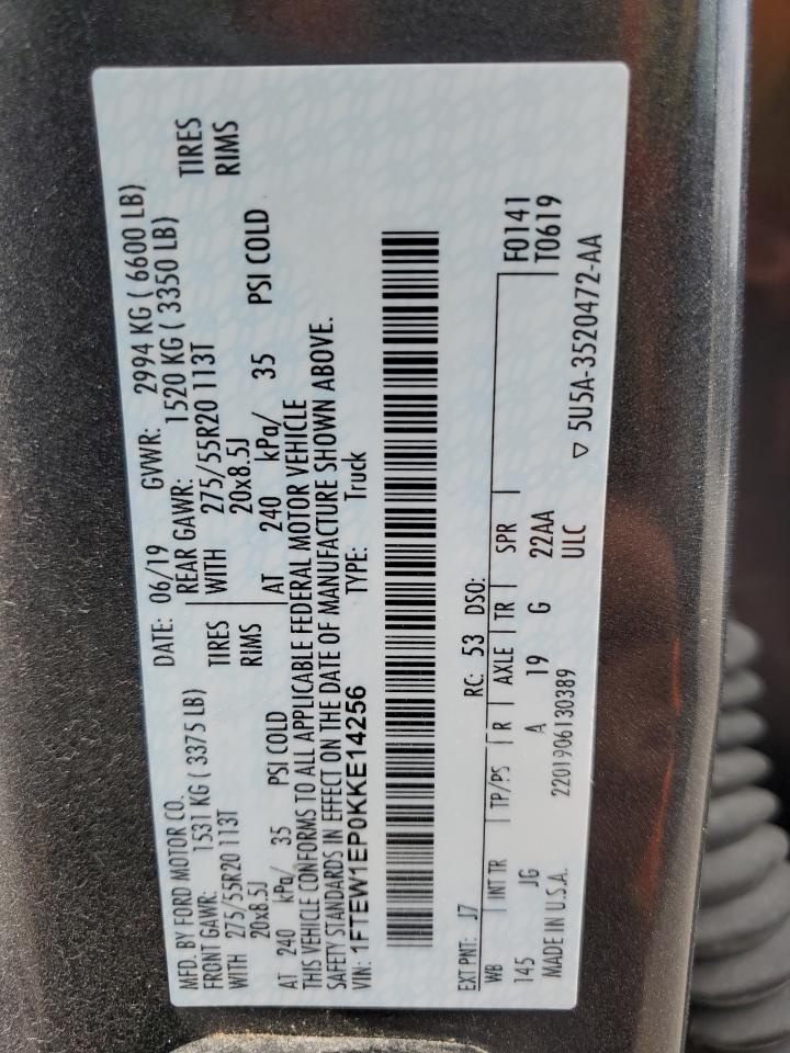 1FTEW1EP0KKE14256 2019 Ford F150 Supercrew