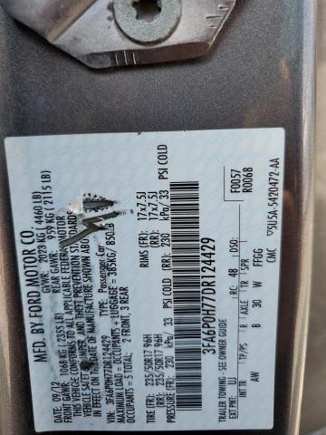 2013 Ford Fusion Se VIN: 3FA6P0H77DR124429 Lot: 59536784