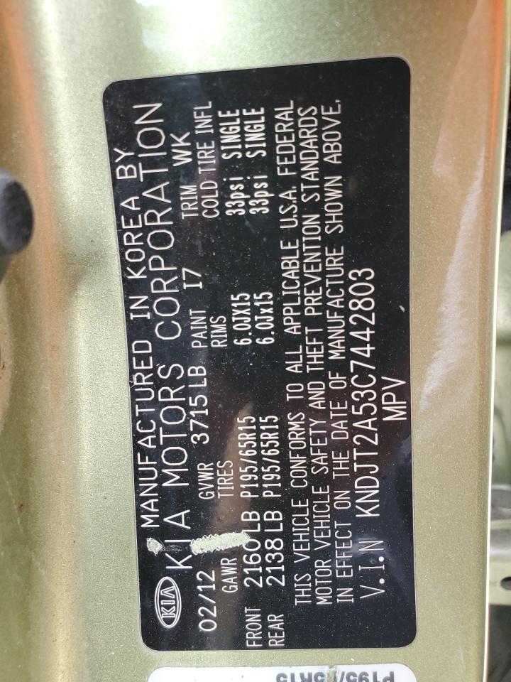 KNDJT2A53C7442803 2012 Kia Soul