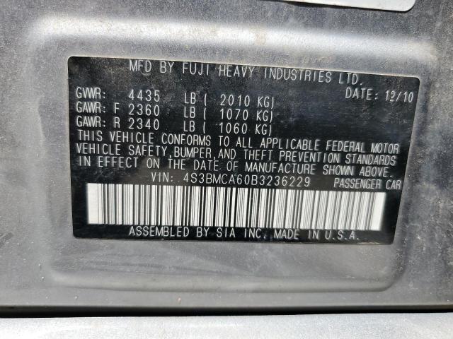 2011 Subaru Legacy 2.5I VIN: 4S3BMCA60B3236229 Lot: 58669534