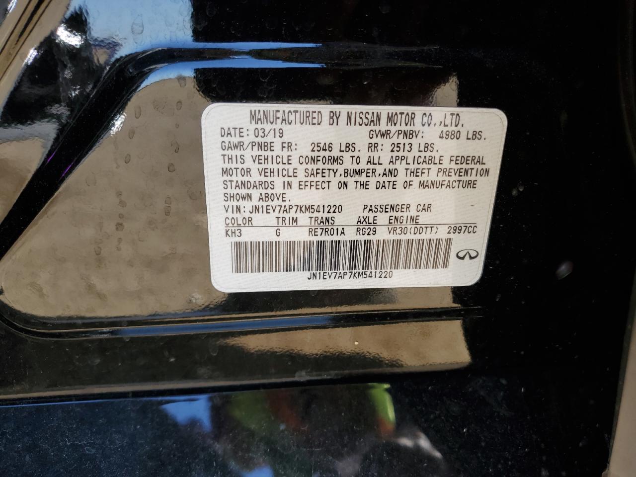 JN1EV7AP7KM541220 2019 Infiniti Q50 Luxe