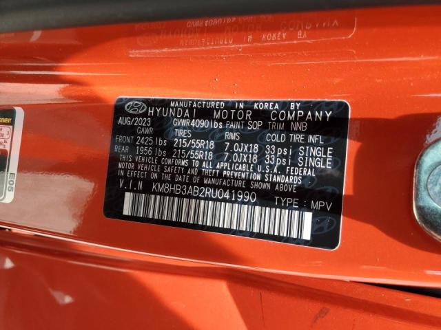 2024 Hyundai Kona Sel VIN: KM8HB3AB2RU041990 Lot: 61026434