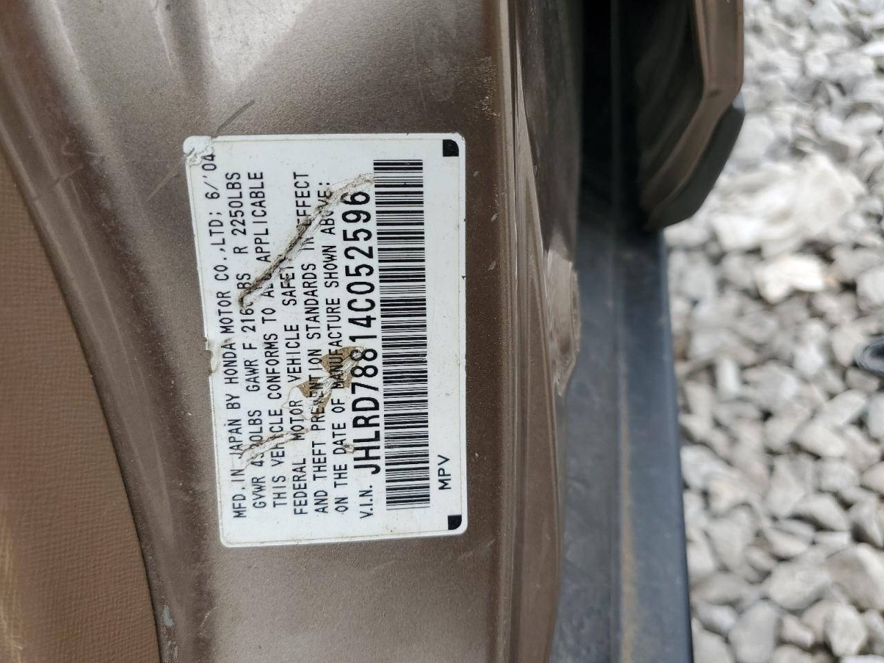 JHLRD78814C052596 2004 Honda Cr-V Ex