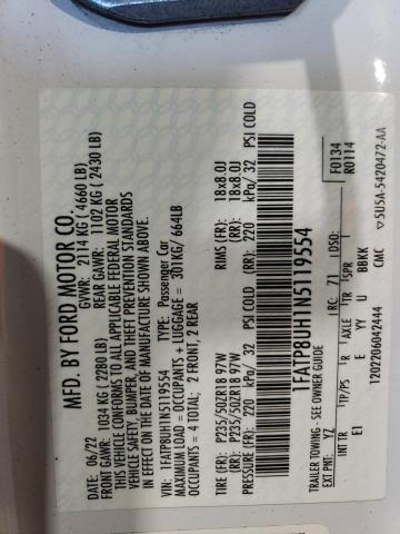 2022 Ford Mustang VIN: 1FATP8UH1N5119554 Lot: 61267704