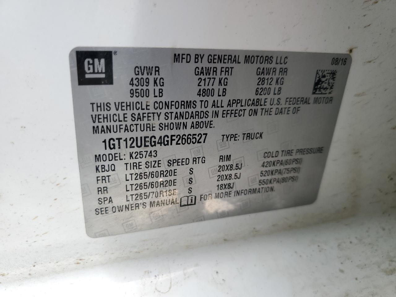 1GT12UEG4GF266527 2016 GMC Sierra K2500 Denali