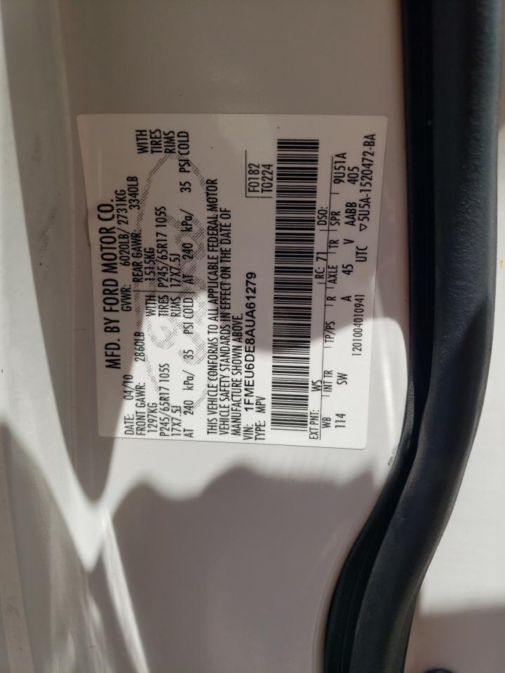 1FMEU6DE8AUA61279 2010 Ford Explorer Xlt