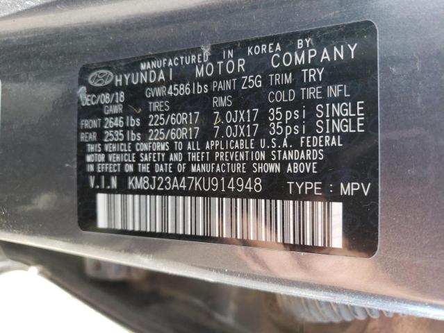 2019 Hyundai Tucson Se VIN: KM8J23A47KU914948 Lot: 58477084