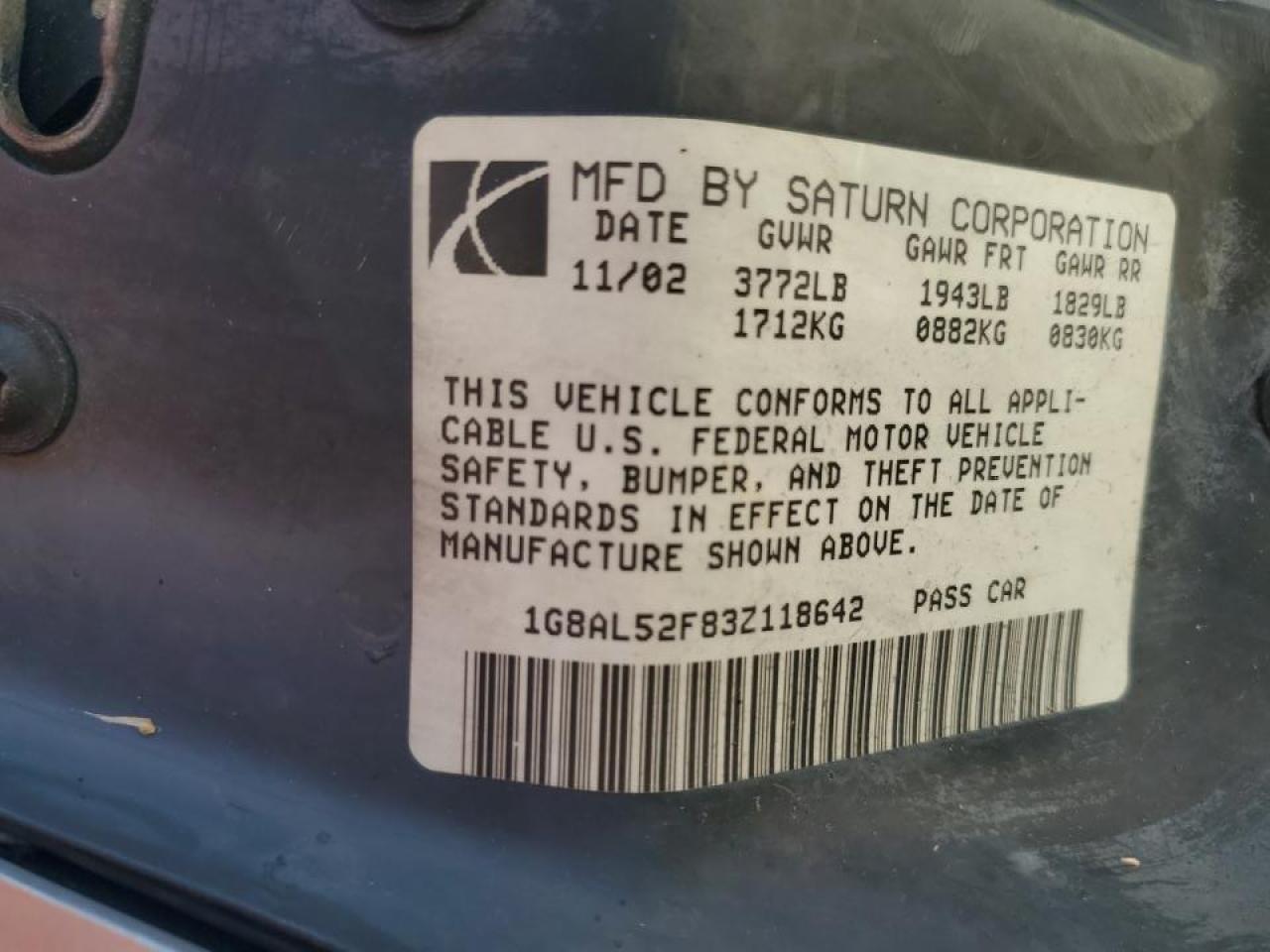 1G8AL52F83Z118642 2003 Saturn Ion Level 3