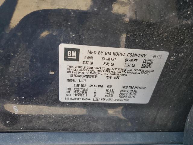 2021 Chevrolet Trax Ls VIN: KL7CJNSB6MB358569 Lot: 58628414