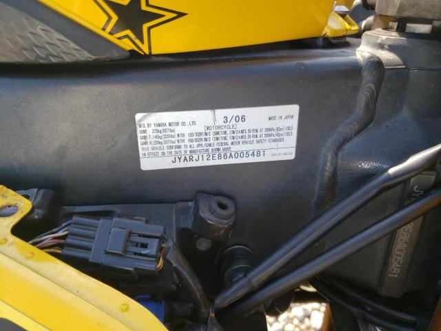 2006 YAMAHA YZF600 R JYARJ12E86A005481