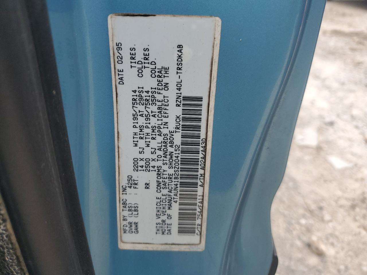 4TAUN41B2SZ004152 1995 Toyota Tacoma