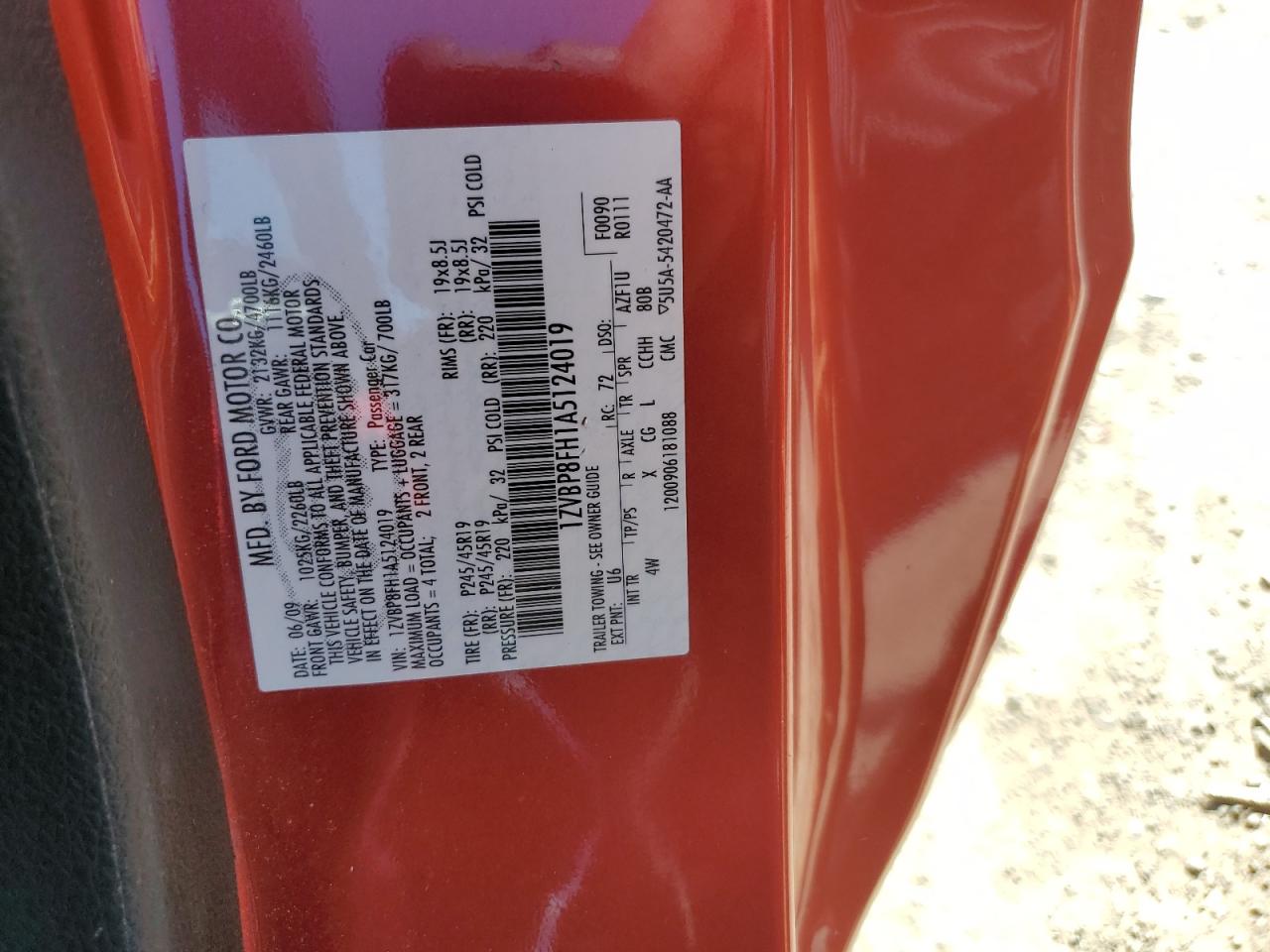 1ZVBP8FH1A5124019 2010 Ford Mustang Gt