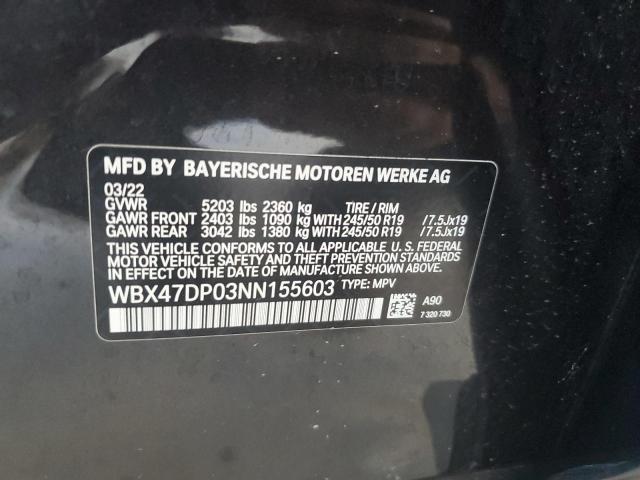 2022 BMW X3 Sdrive30I VIN: WBX47DP03NN155603 Lot: 59904954