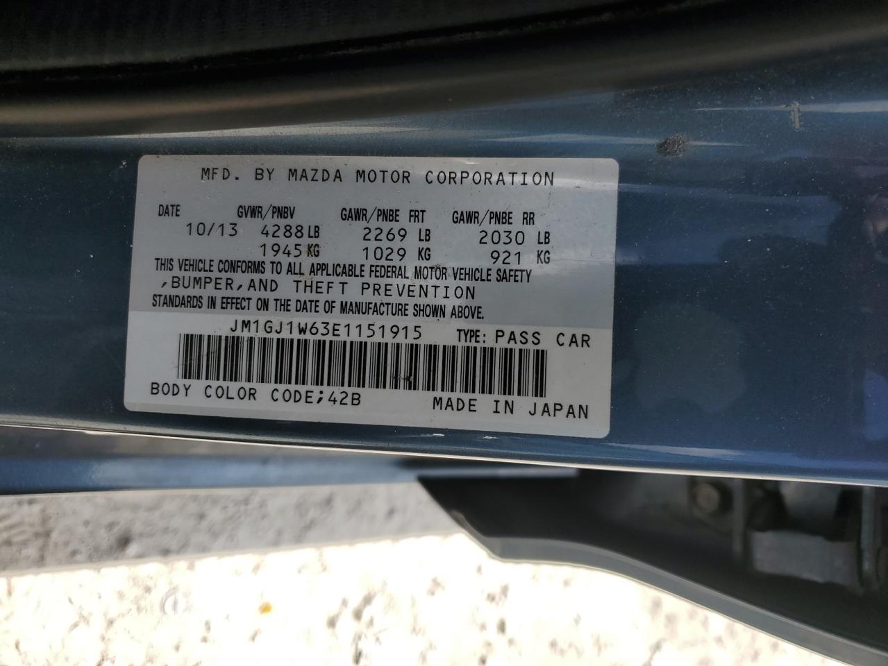 JM1GJ1W63E1151915 2014 Mazda 6 Grand Touring