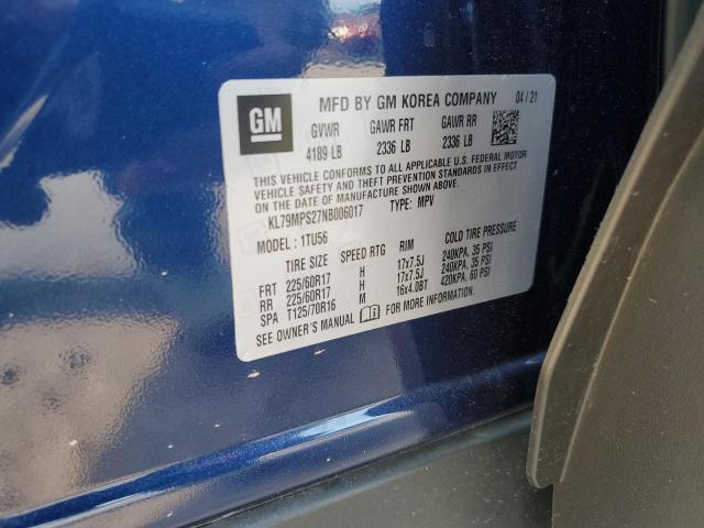 2022 Chevrolet Trailblazer Lt VIN: KL79MPS27NB006017 Lot: 59941984