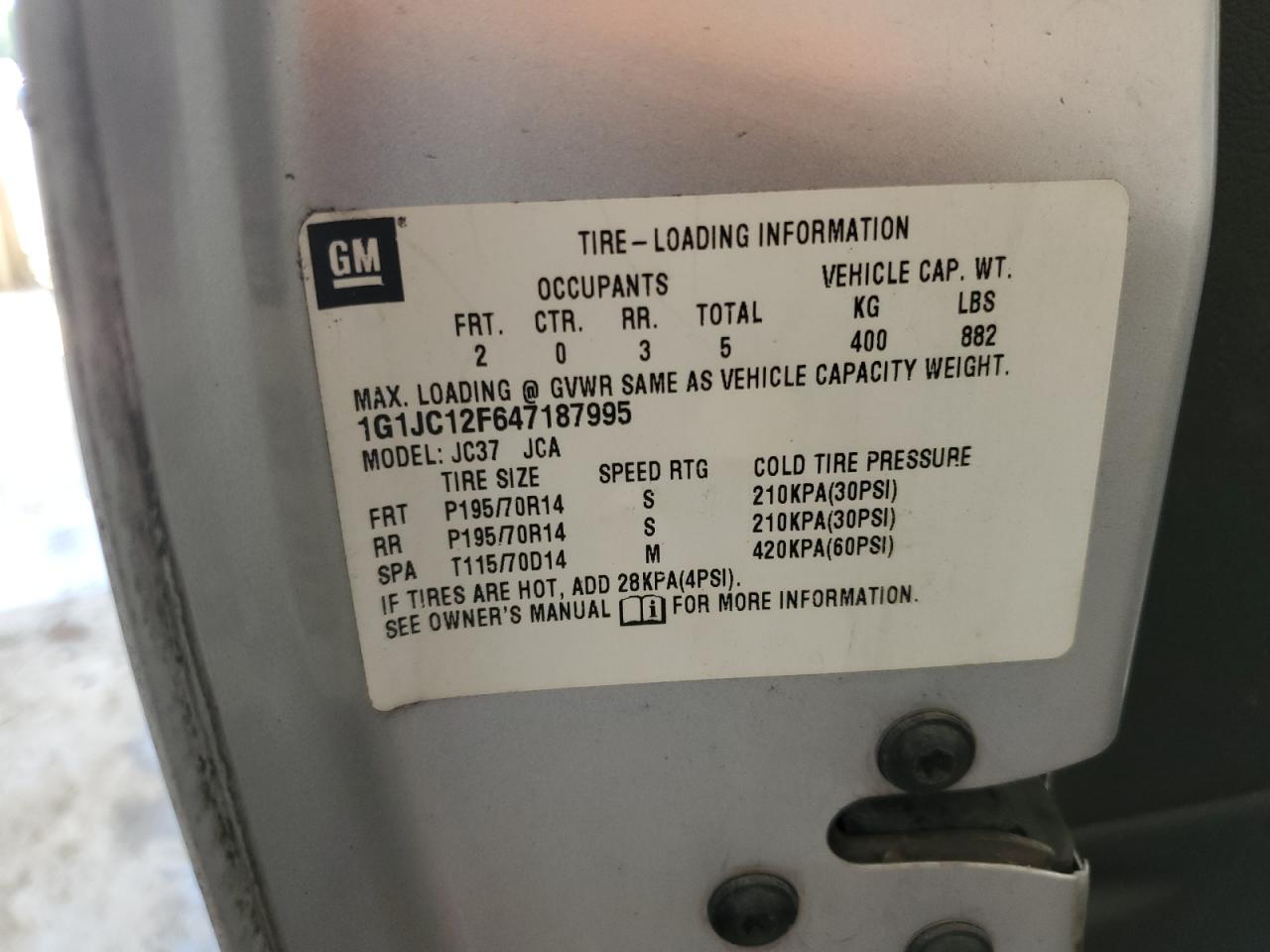 1G1JC12F647187995 2004 Chevrolet Cavalier