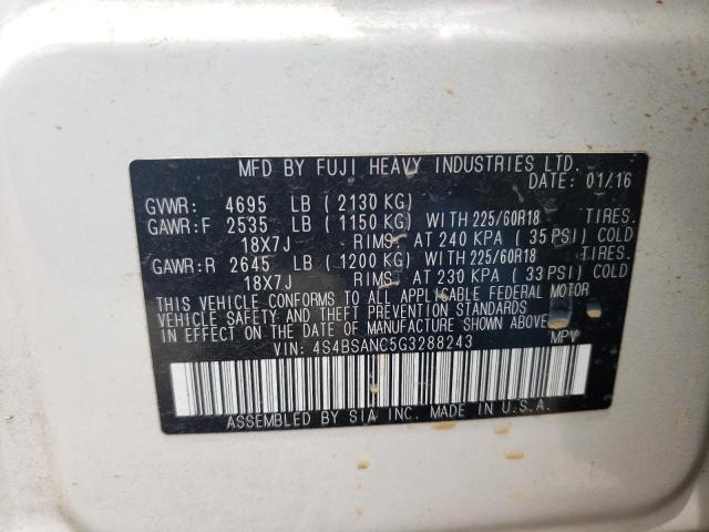 2016 Subaru Outback 2.5I Limited VIN: 4S4BSANC5G3288243 Lot: 62711684