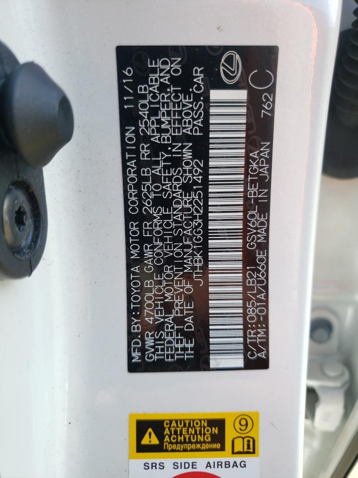 JTHBK1GG3H2251492 2017 Lexus Es 350