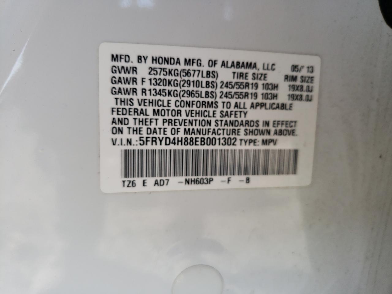 5FRYD4H88EB001302 2014 Acura Mdx Advance