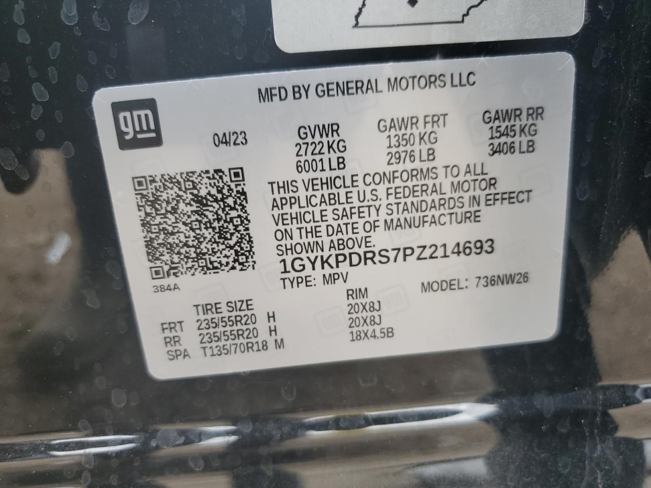 1GYKPDRS7PZ214693 2023 Cadillac Xt6 Premium Luxury