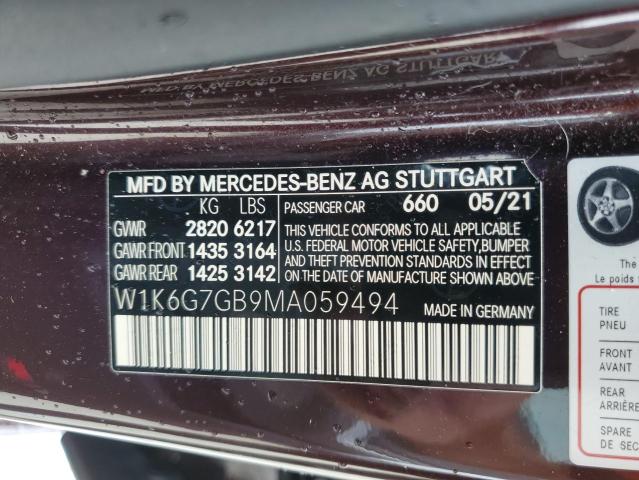 2021 Mercedes-Benz S 580 4Matic VIN: W1K6G7GB9MA059494 Lot: 60419414